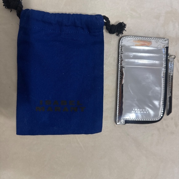 Isabel Marant Kochi card holder zip wallet metallic silver - Picture 2 of 3
